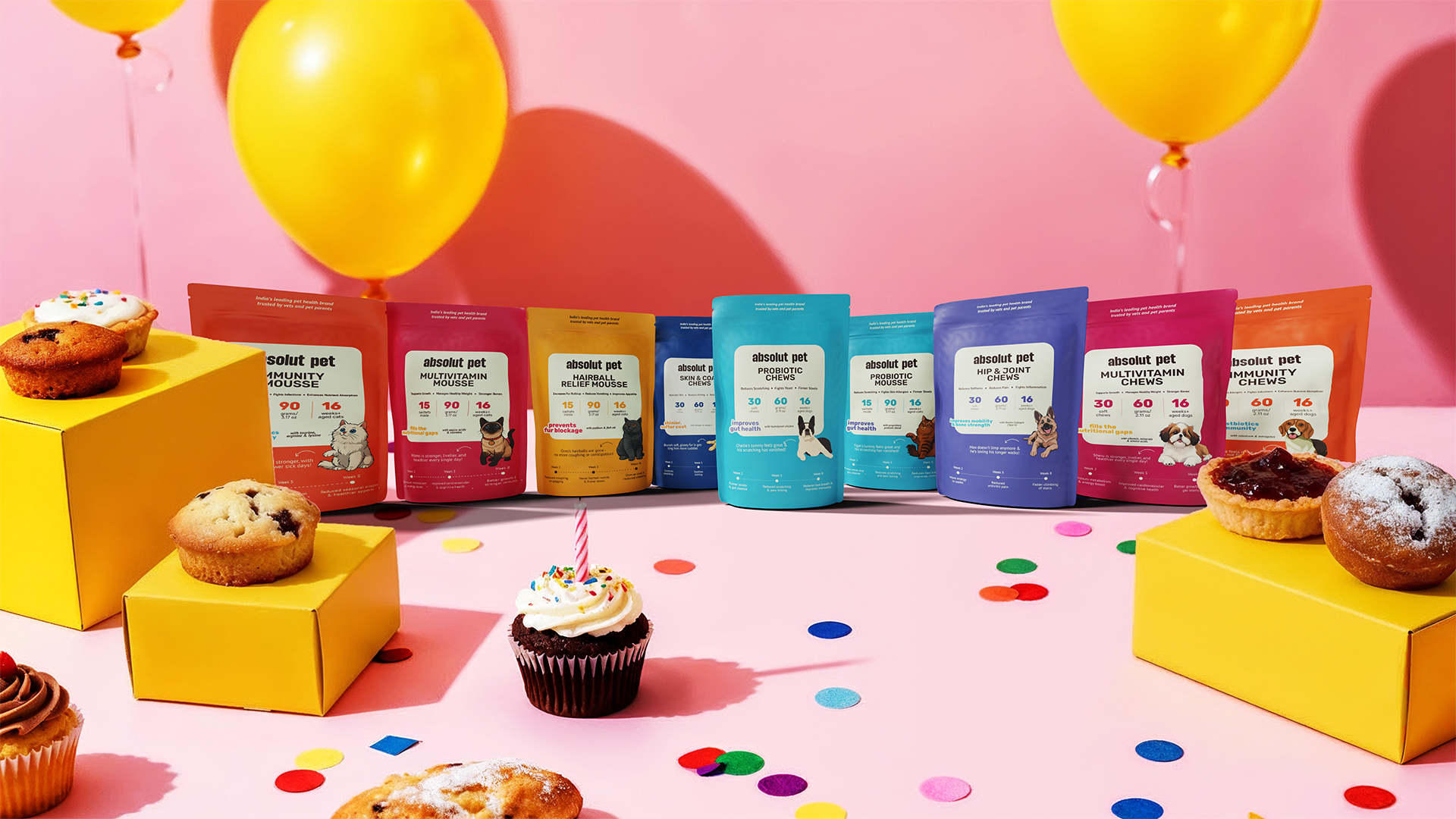 Probiotic gut chews, hip & joint chews and skin & coat chews for dogs